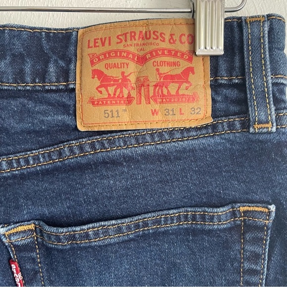 Levis Mens 511 Slim Fit Stretch Jeans 31x32 dark wash  Denim Cotton Blend‎ - Picture 3 of 13